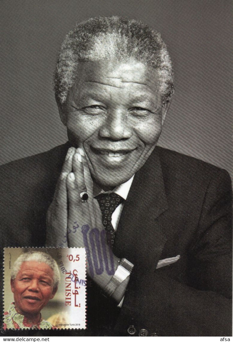 Tunisia 2018-Maximum Card -Centenary Of Nelson Mandela  // Carte Maximum-Centenaire De Nelson Mandela (Tunisie 2018) - Ungebraucht