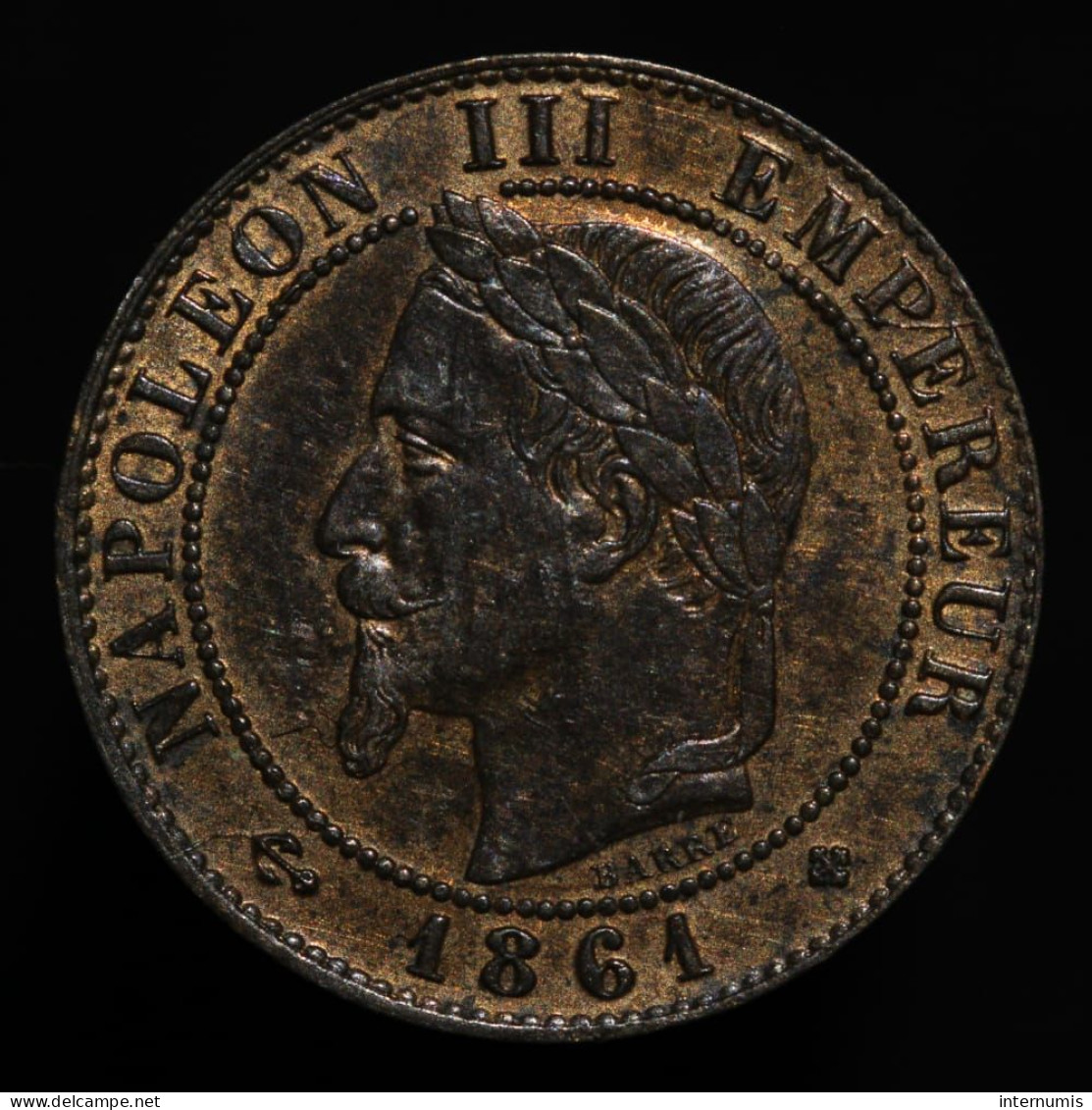 France, Napoleon III, 1 Centime, 1861, BB - Strasbourg, Bronze, SUP (AU), KM#795.2, G.87, F.103/2 - 1 Centime