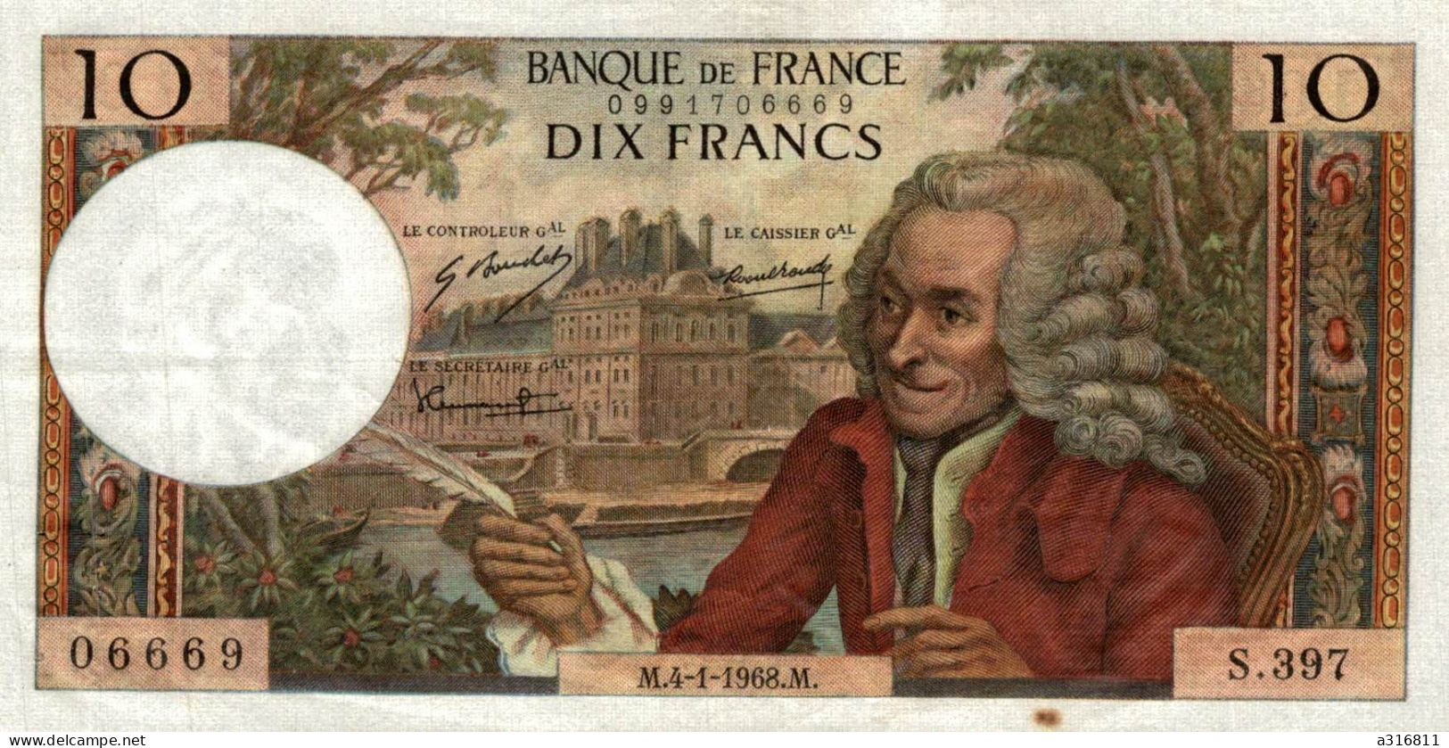 Dix Francs 1968 - 10 F 1963-1973 ''Voltaire''