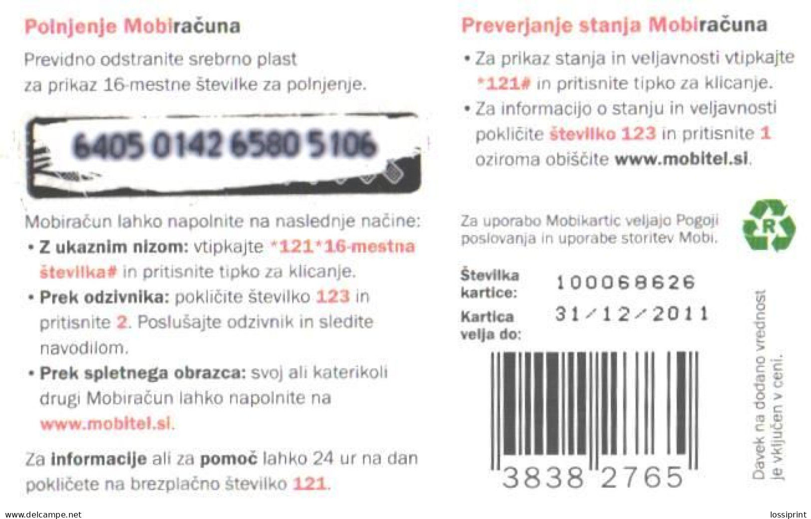 Slovenia:Used Phonecard, Mobi, 5 EUR, Bird, Emberiza Hortulana - Slowenien