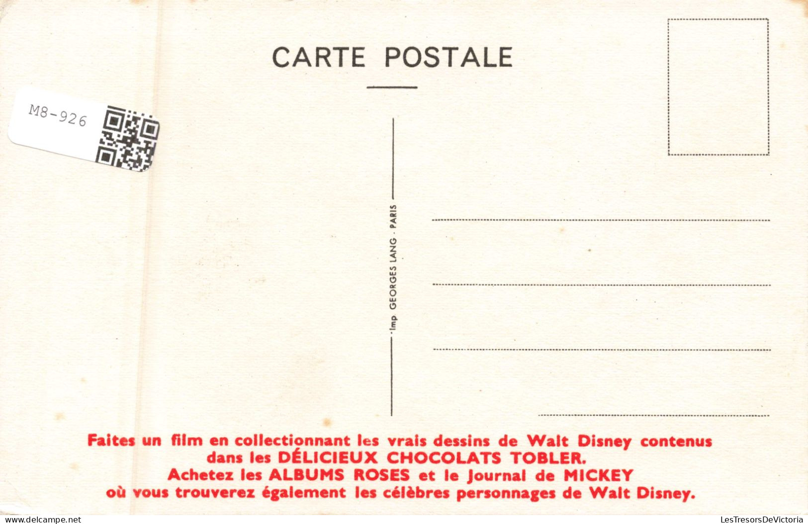 DISNEY - Disneyworld - Tobler - Dumbo - Colorisé - Carte Postale Ancienne - Disneyworld