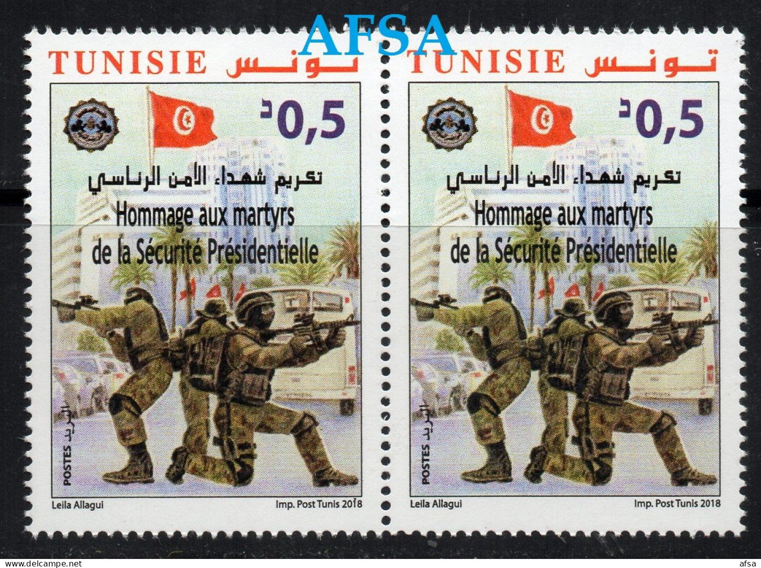 2018-Hommage Aux Martyrs De La Sécurité Présidentielle( Paire) - Tunisie (1956-...)