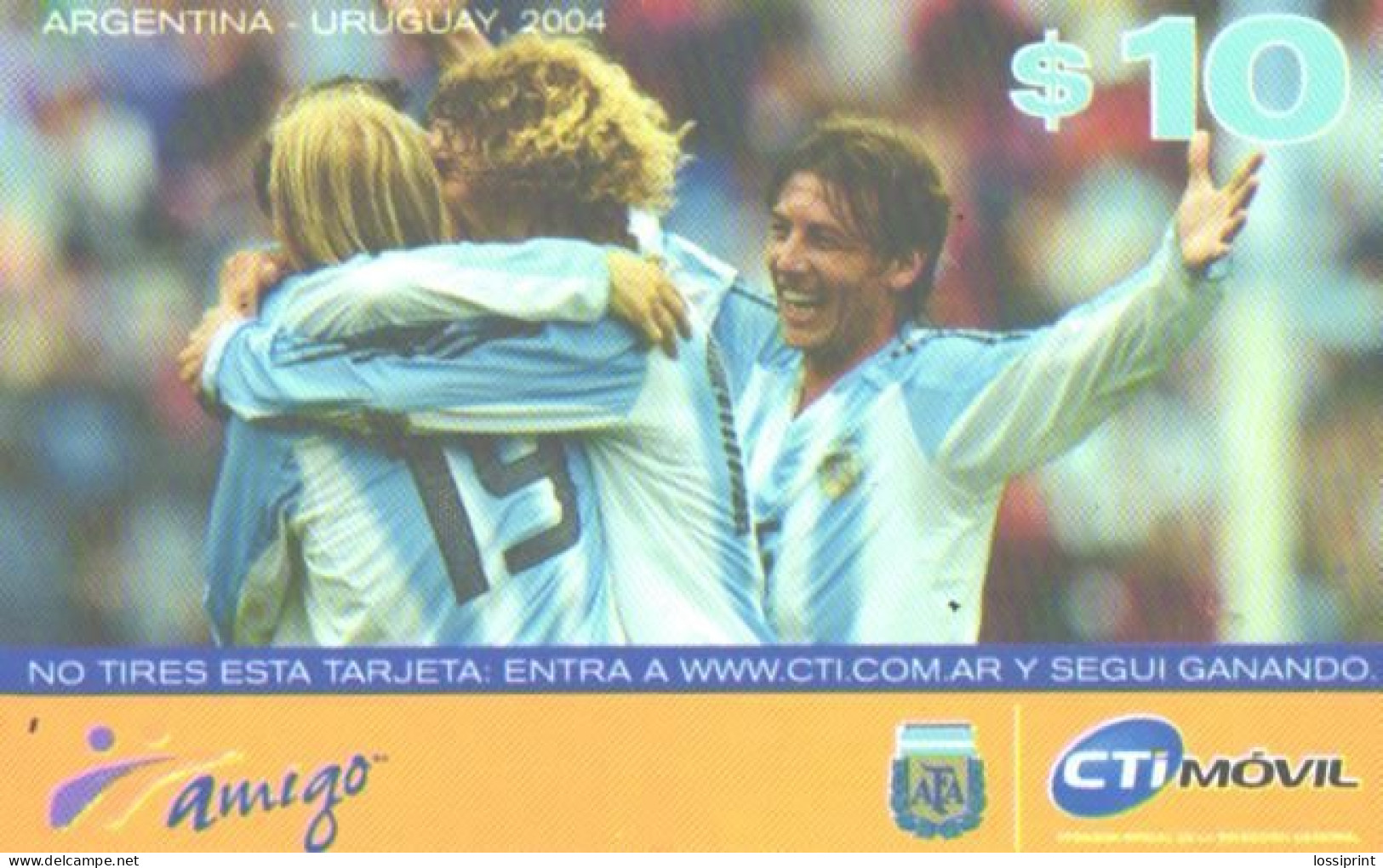 Paraguay:Used Phonecard, CTImovil, 10$, Football Game Argentina-Uruguay 2004 - Paraguay