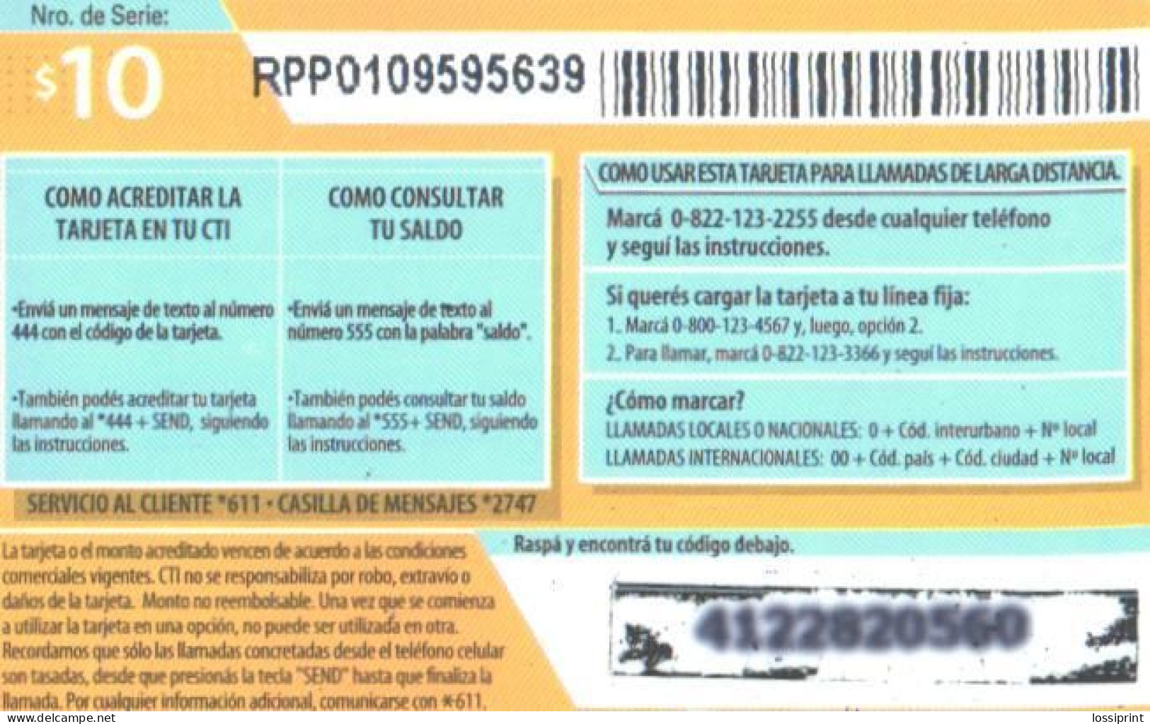 Paraguay:Used Phonecard, CTImovil, 10$, Football Game Argentina-Uruguay 2004 - Paraguay