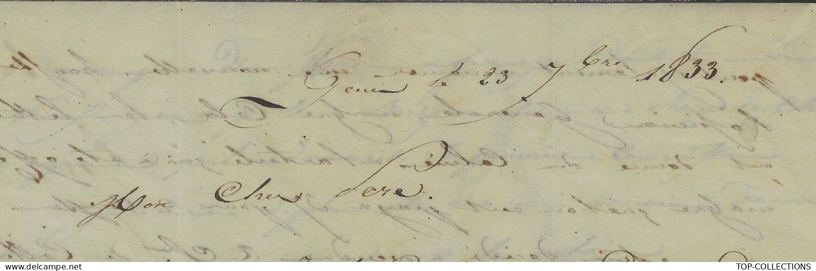 1833  RARE Lettre Sign. Honnoré Ainé Fils Genova Italie Pour Son Père à Marseille NEGOCE COMMERCE NAVIGATION BEAU TEXTE - 1800 – 1899