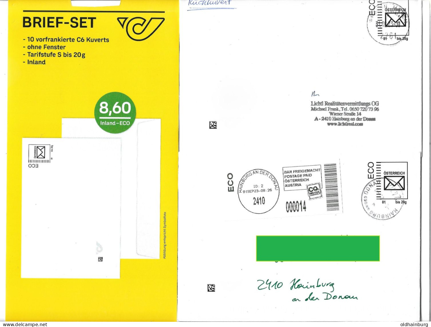 2283a: ECO- Brief: Jeweils "Letzttag" 31.8.23 Periode IV Und "Ersttag" 1.9.23 Periode V - Covers & Documents