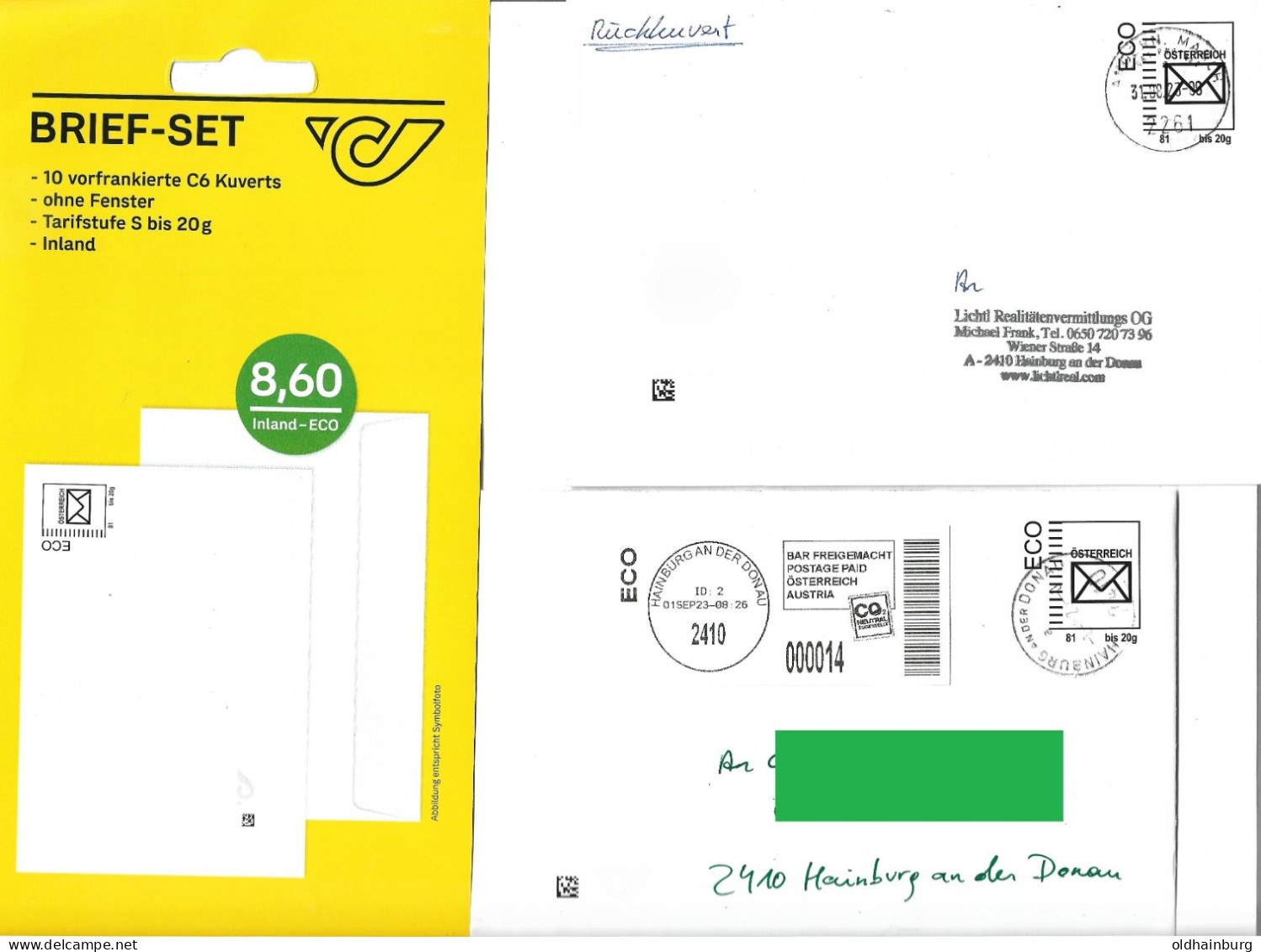 2283b: ECO- Brief: Jeweils "Letzttag" 31.8.23 Periode IV Und "Ersttag" 1.9.23 Periode V - Covers