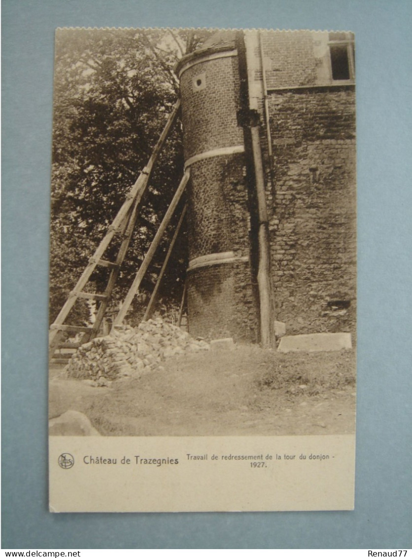 Trazegnies - Château - Travail De Redressement De La Tour Du Donjon - 1927. - Courcelles