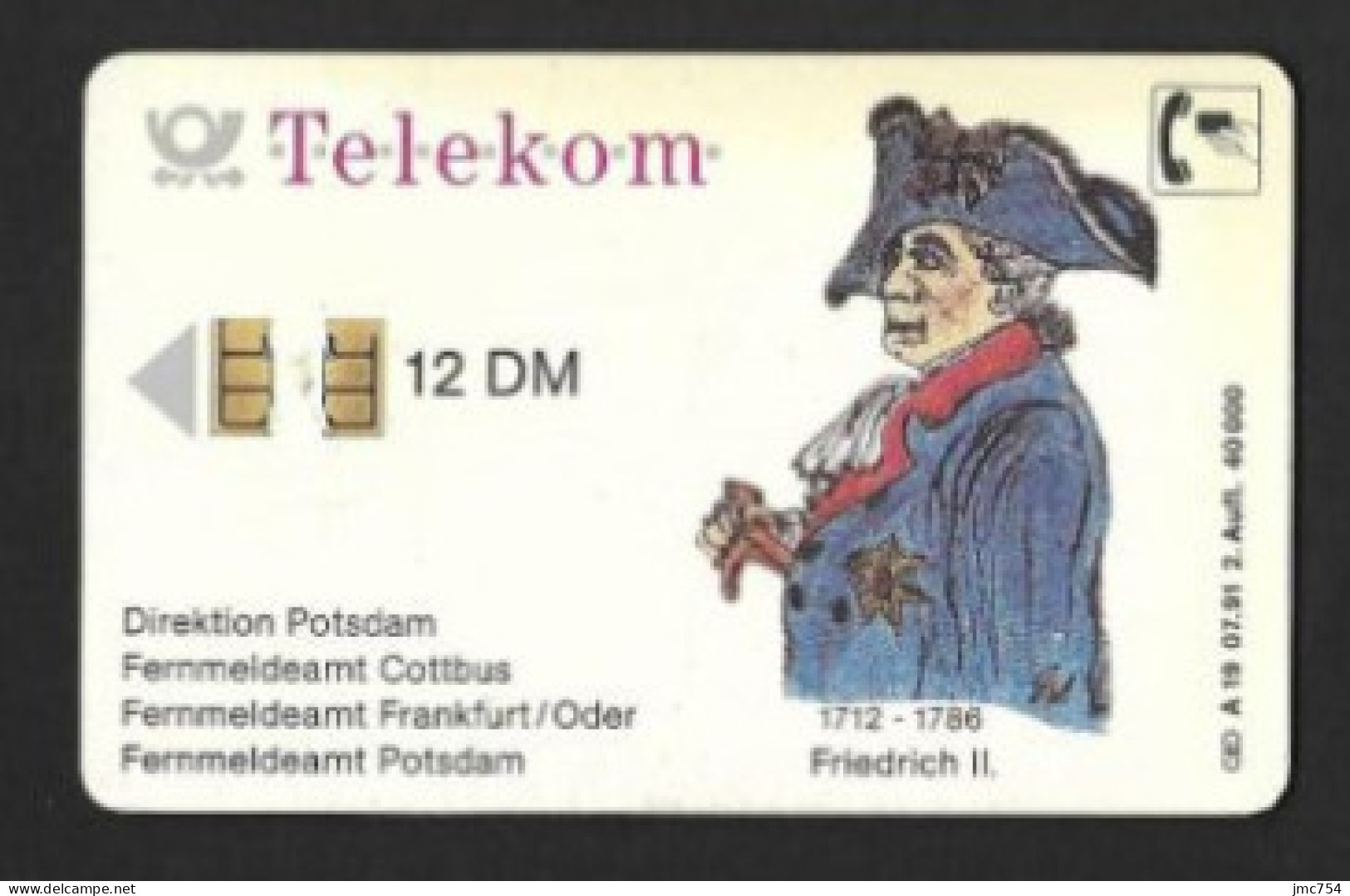 Télécarte Allemande.  Friedrich II.   Telekom.   Telefonkarte. - Colecciones