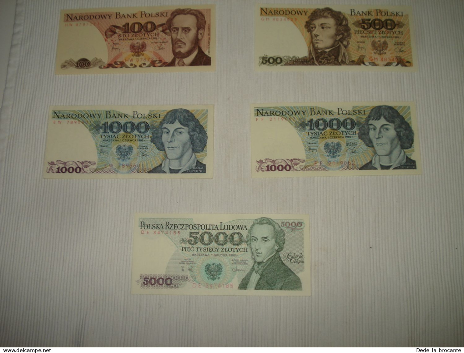 F5 - 477 / 5 Billets Pologne - Zlotych - 1 X 100 + 500 + 2 X 1000 + 5000 NEW !! - Pologne