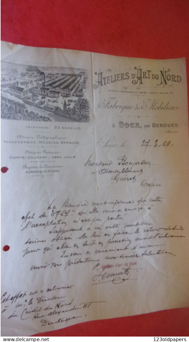 59  SOCX PAR BERGUES ATELIERS D ARTS DU NORD FABRIQUE DE MOBILIERS VANDENBROECK MEUBLES - 1900 – 1949