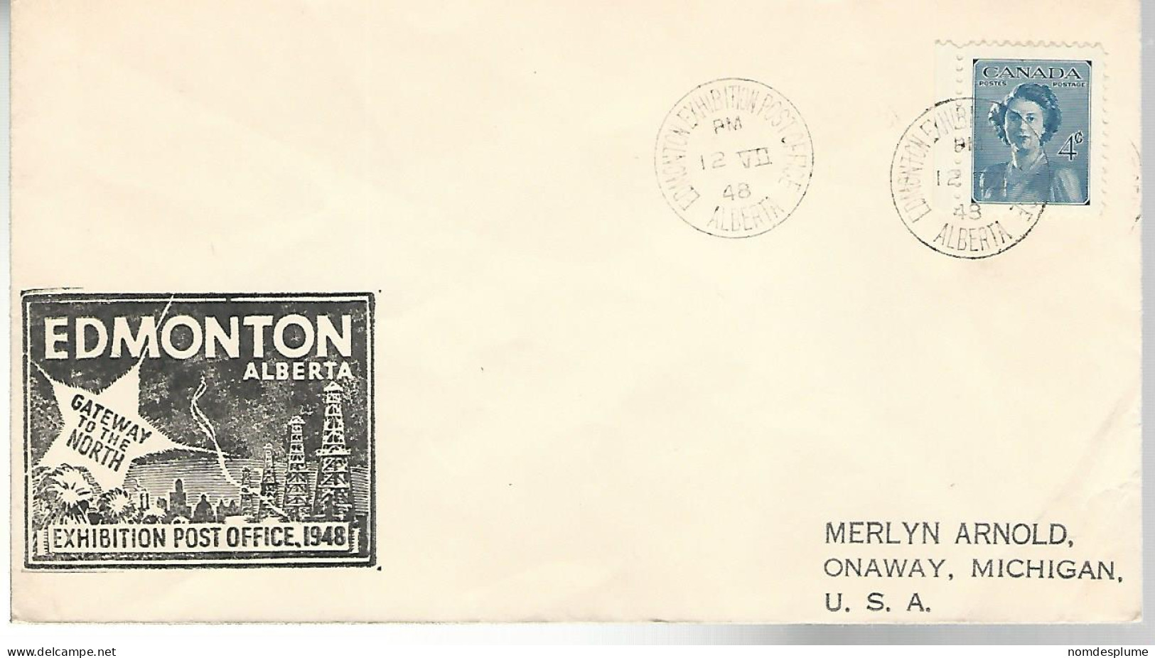 52669 ) Cover Canada Provincial Exhibition Post Office Edmonton Postmark 1948 - Briefe U. Dokumente