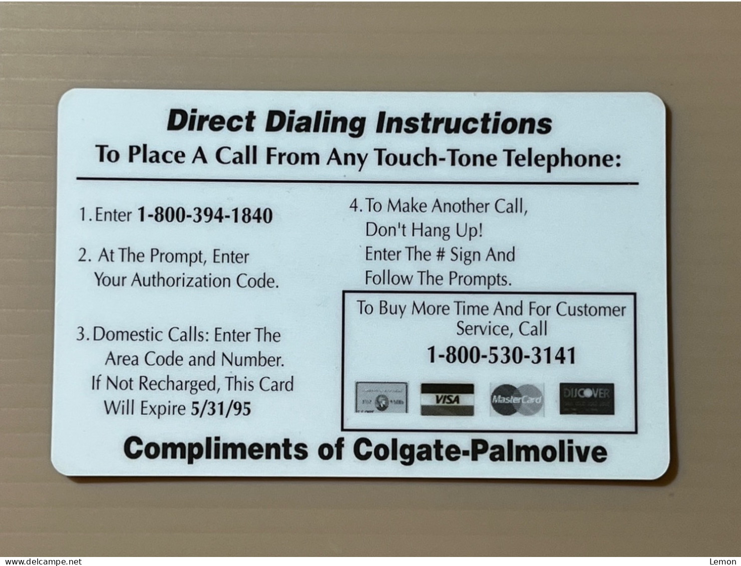 Mint USA UNITED STATES America Prepaid Telecard Phonecard, Irish Spring Colgate-Palmolive SAMPLE CARD,Set Of 1 Mint Card - Collections