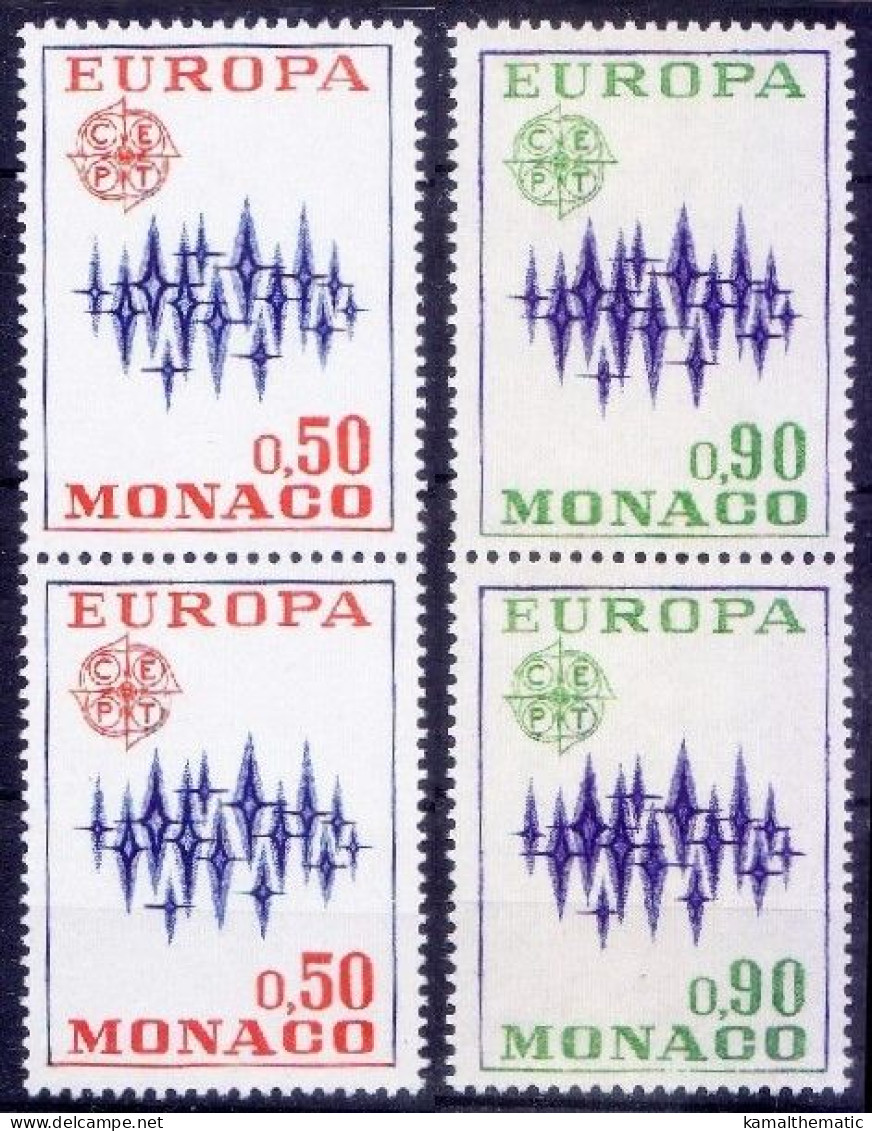 Monaco MNH 1972 2v, Europa, Vertical Pair - 1972