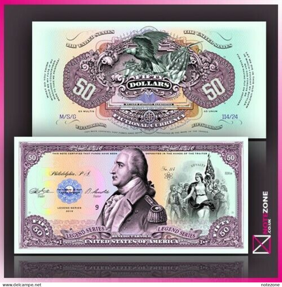 Mujand 50 Dollars USA Benedict Arnold Polymer Note Private Fantasy - Sets & Sammlungen