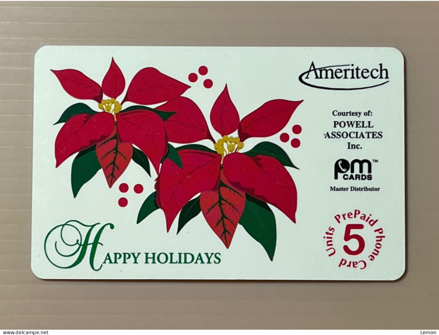 Mint USA UNITED STATES America Prepaid Telecard Phonecard, Ameritech Happy Holidays Flower(1100EX), Set Of 1 Mint Card - Colecciones