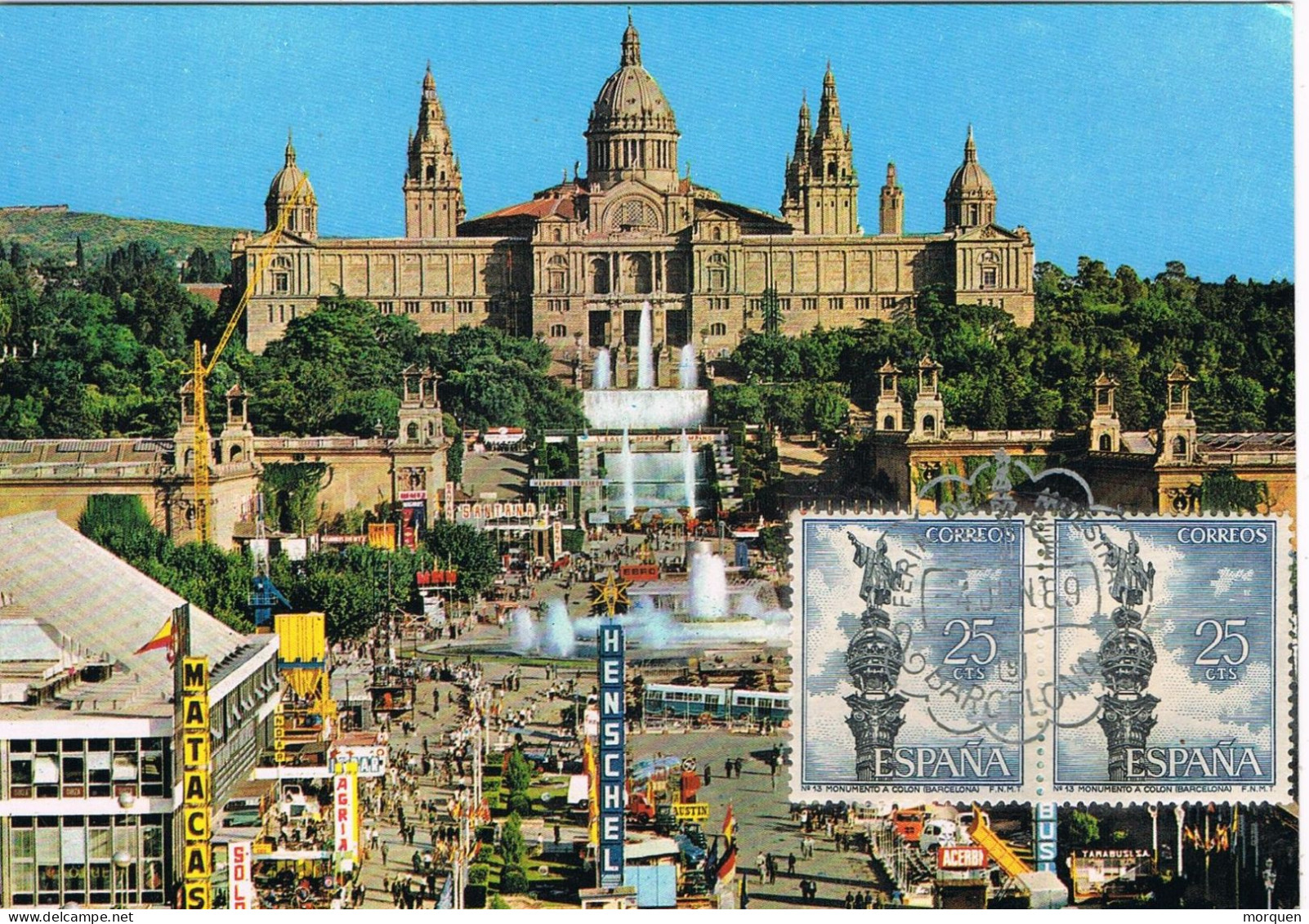 51782. Tarjeta Maxima BARCELONA 1969. MONTJUICH, Matasellos Feria De Muestras, Fuentes - Tarjetas Máxima