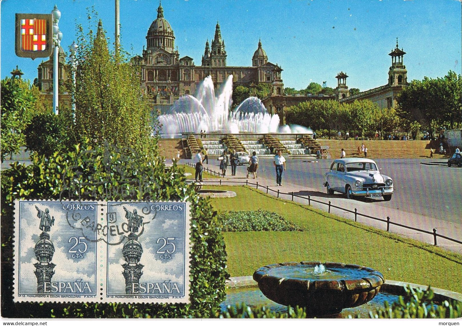 51783. Tarjeta Maxima BARCELONA 1969. MONTJUICH, Matasellos Feria De Muestras, Fuentes - Tarjetas Máxima