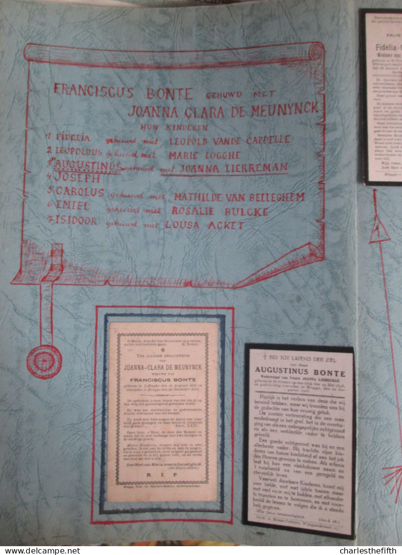 ZEER GROOT DOSSIER GENEALOGIE / STAMBOOM * AUGUSTINUS BONTE ( °1848) JOANNA LIERREMAN (°1855) Brugge - Meetkerke - Historical Documents