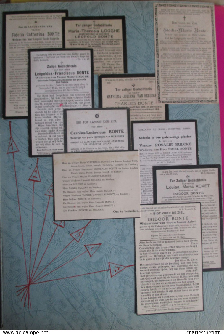 ZEER GROOT DOSSIER GENEALOGIE / STAMBOOM * AUGUSTINUS BONTE ( °1848) JOANNA LIERREMAN (°1855) Brugge - Meetkerke