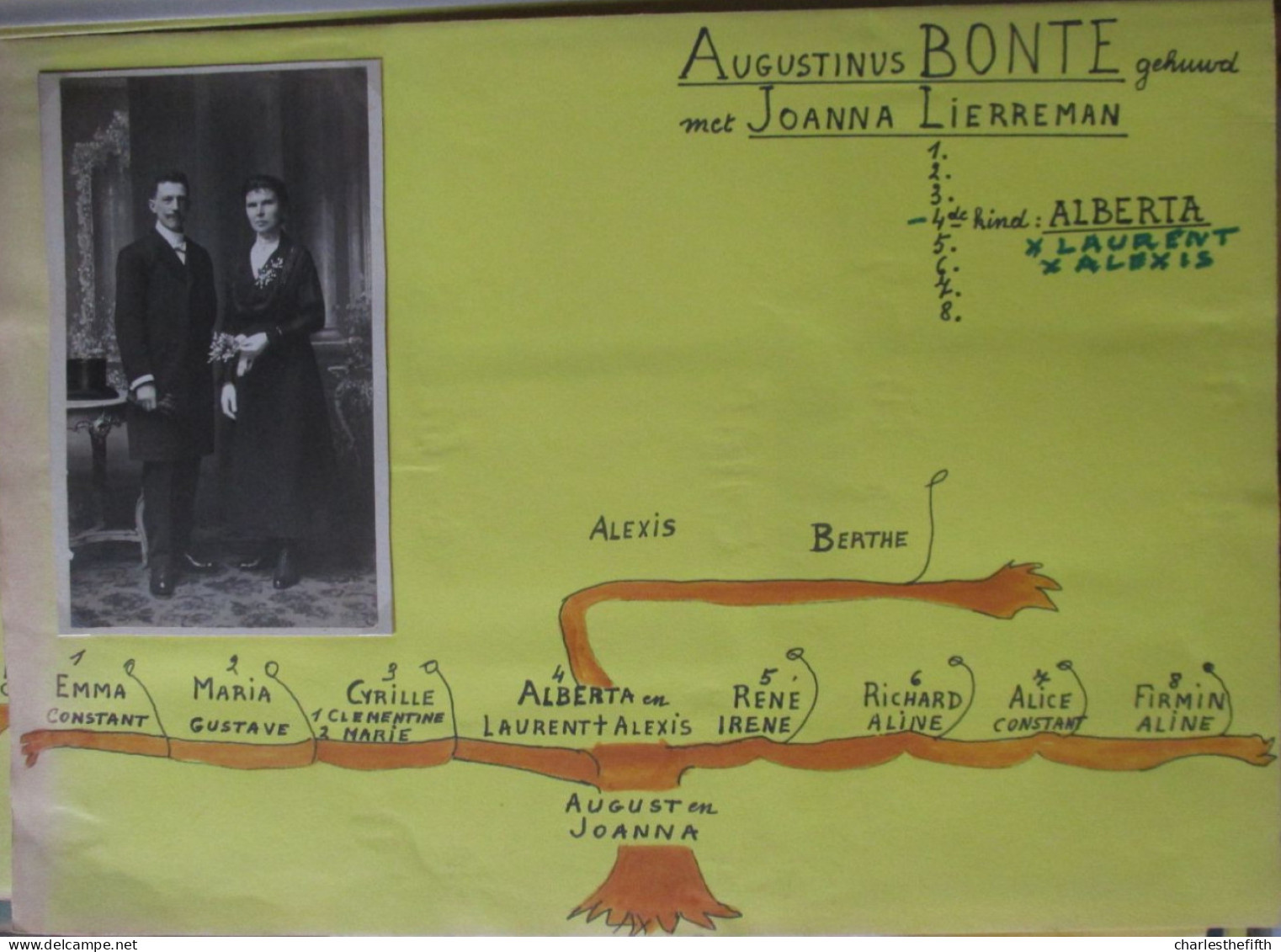 ZEER GROOT DOSSIER GENEALOGIE / STAMBOOM * AUGUSTINUS BONTE ( °1848) JOANNA LIERREMAN (°1855) Brugge - Meetkerke