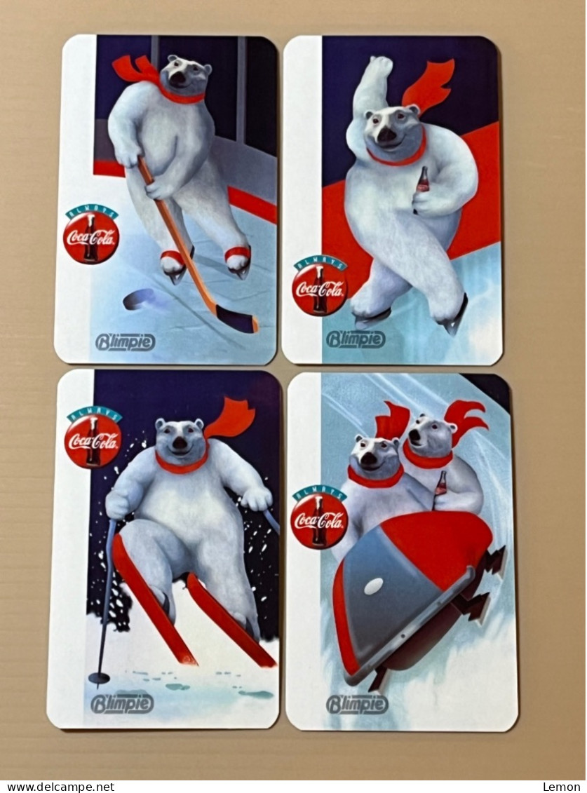 Mint USA UNITED STATES America Prepaid Telecard Phonecard, Coca Cola Polar Bear Winter Sport Blimpie,Set Of 4 Mint Cards - Collections