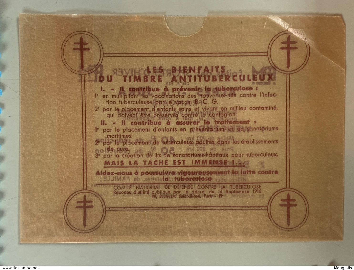 1935 Tuberculose Antituberculeux Lot De 2 Grands Timbres De 1935 Et 1954 5Fr Et 200Fr « pour La Santé » - Brieven En Documenten
