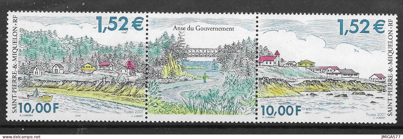 SPM St Pierre & Miquelon N° 750 & 751 Bande Horizontale Neuve ** MNH - Neufs