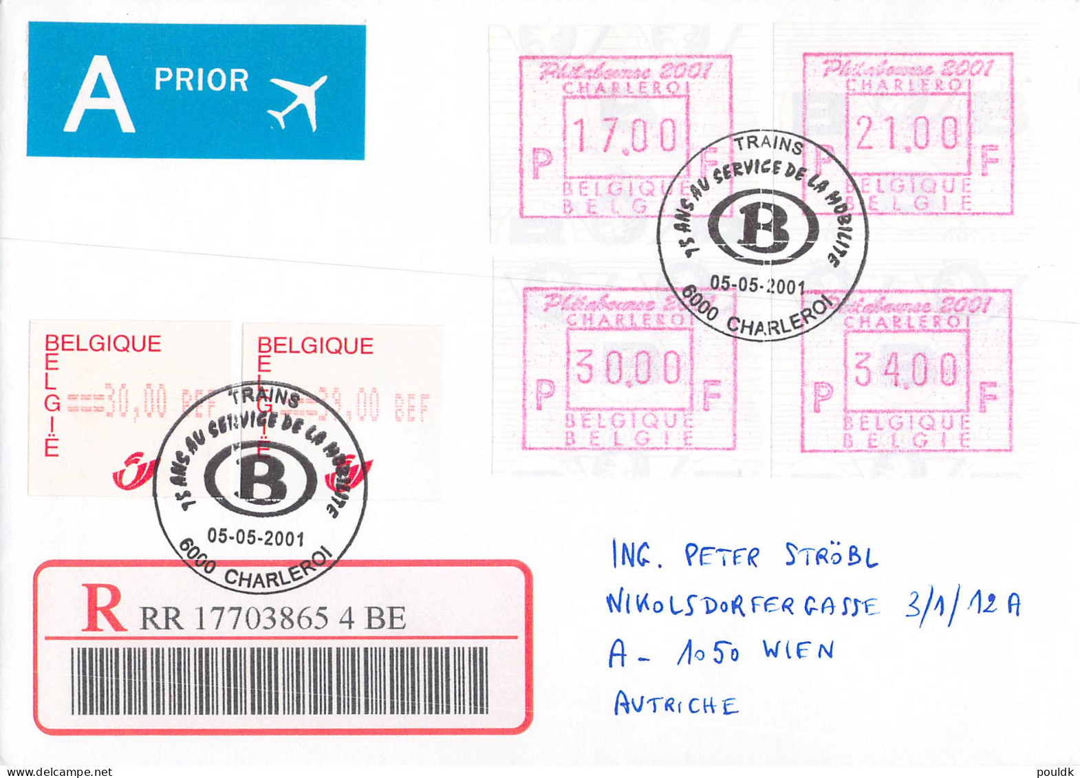 Belgien covers/FDC franked with ATM 33 covers. Weight 0,2 kg. Please read Sales Conditions under Image of Lot (006)