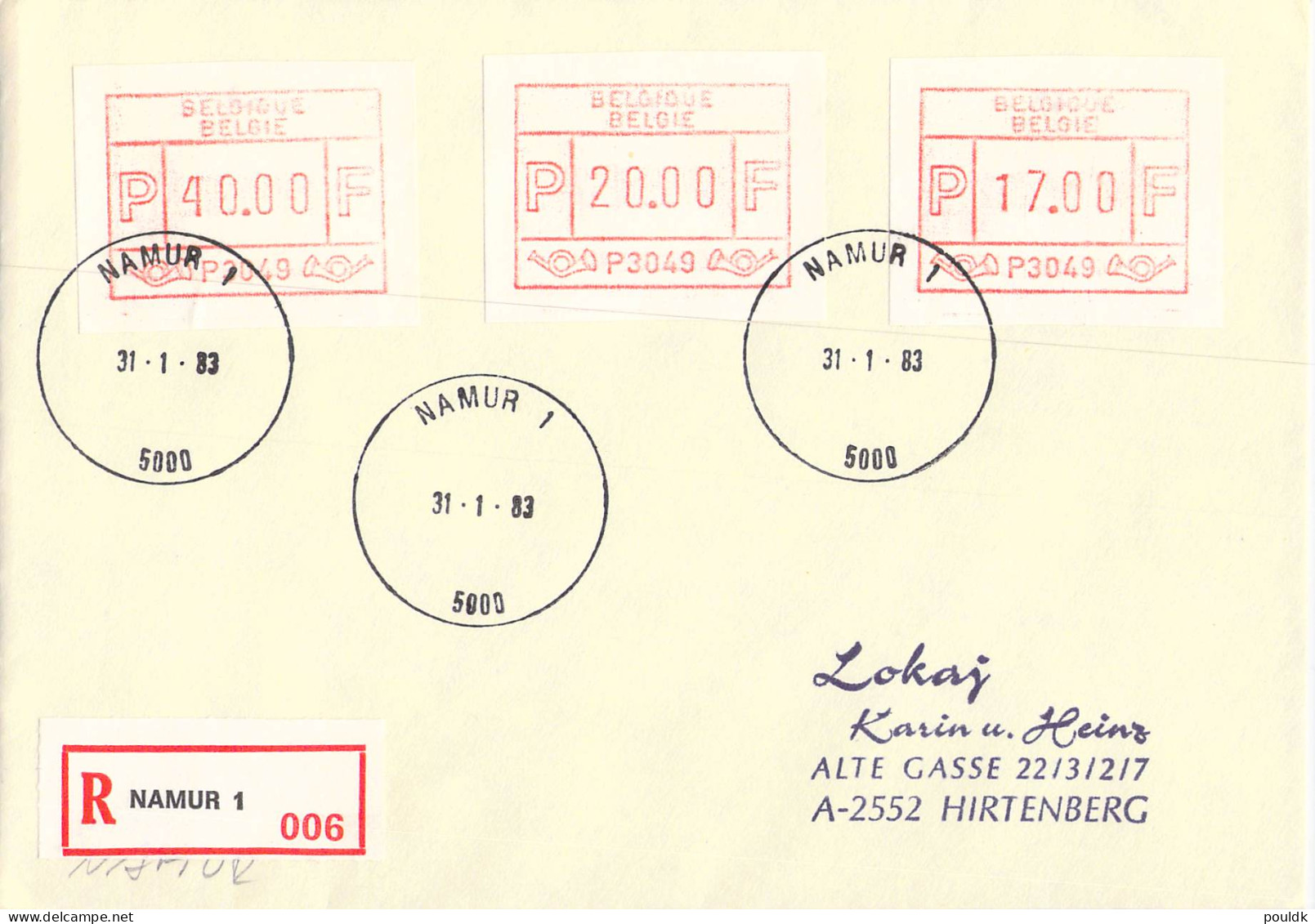 Belgien covers/FDC franked with ATM 33 covers. Weight 0,2 kg. Please read Sales Conditions under Image of Lot (006)