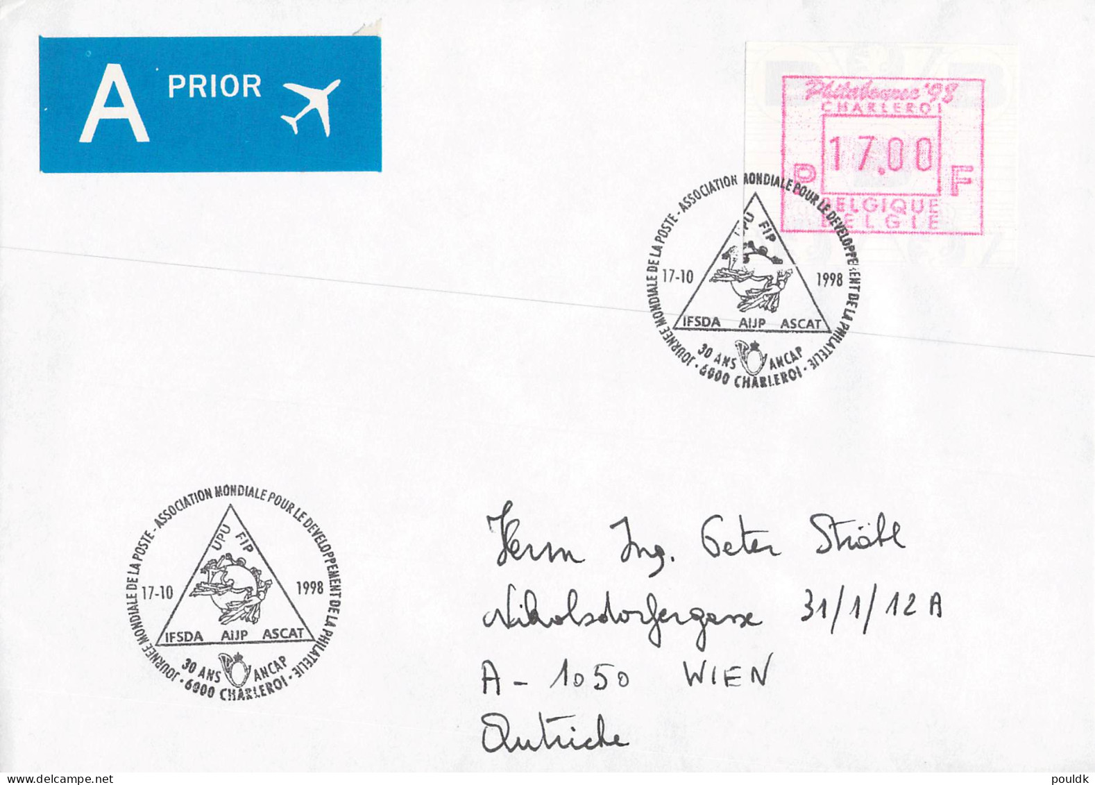 Belgien covers/FDC franked with ATM 33 covers. Weight 0,2 kg. Please read Sales Conditions under Image of Lot (006)