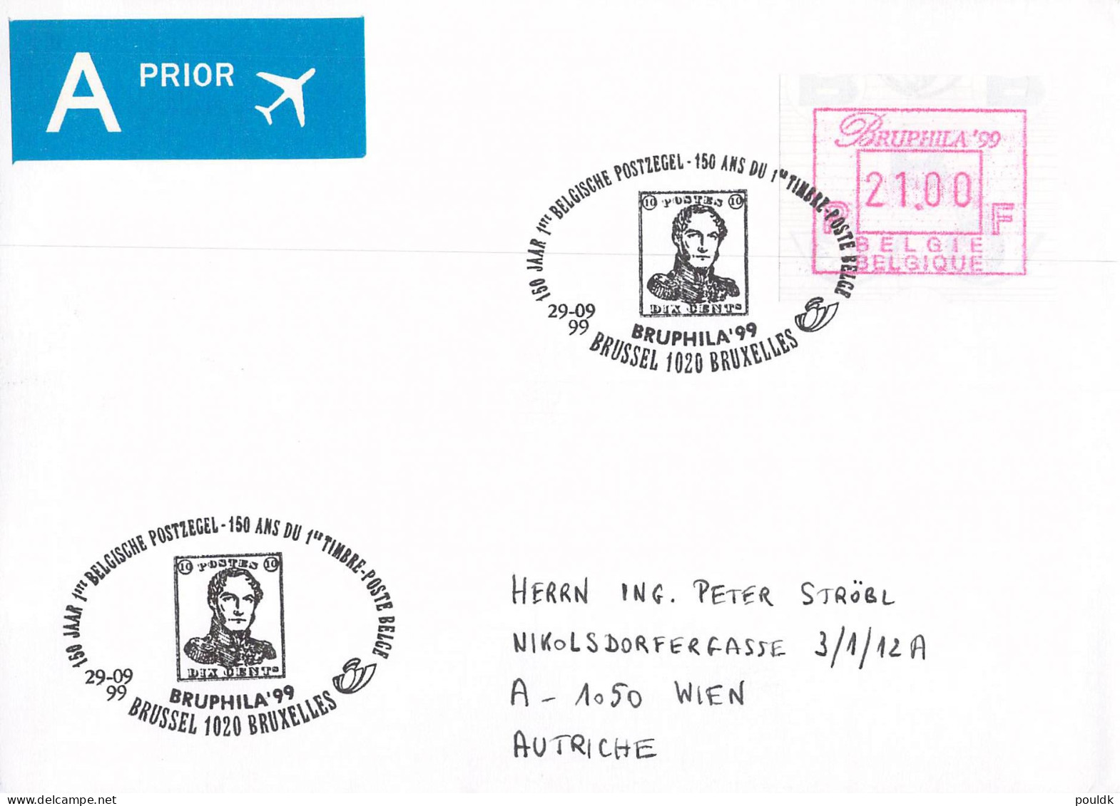 Belgien covers/FDC franked with ATM 33 covers. Weight 0,2 kg. Please read Sales Conditions under Image of Lot (006)