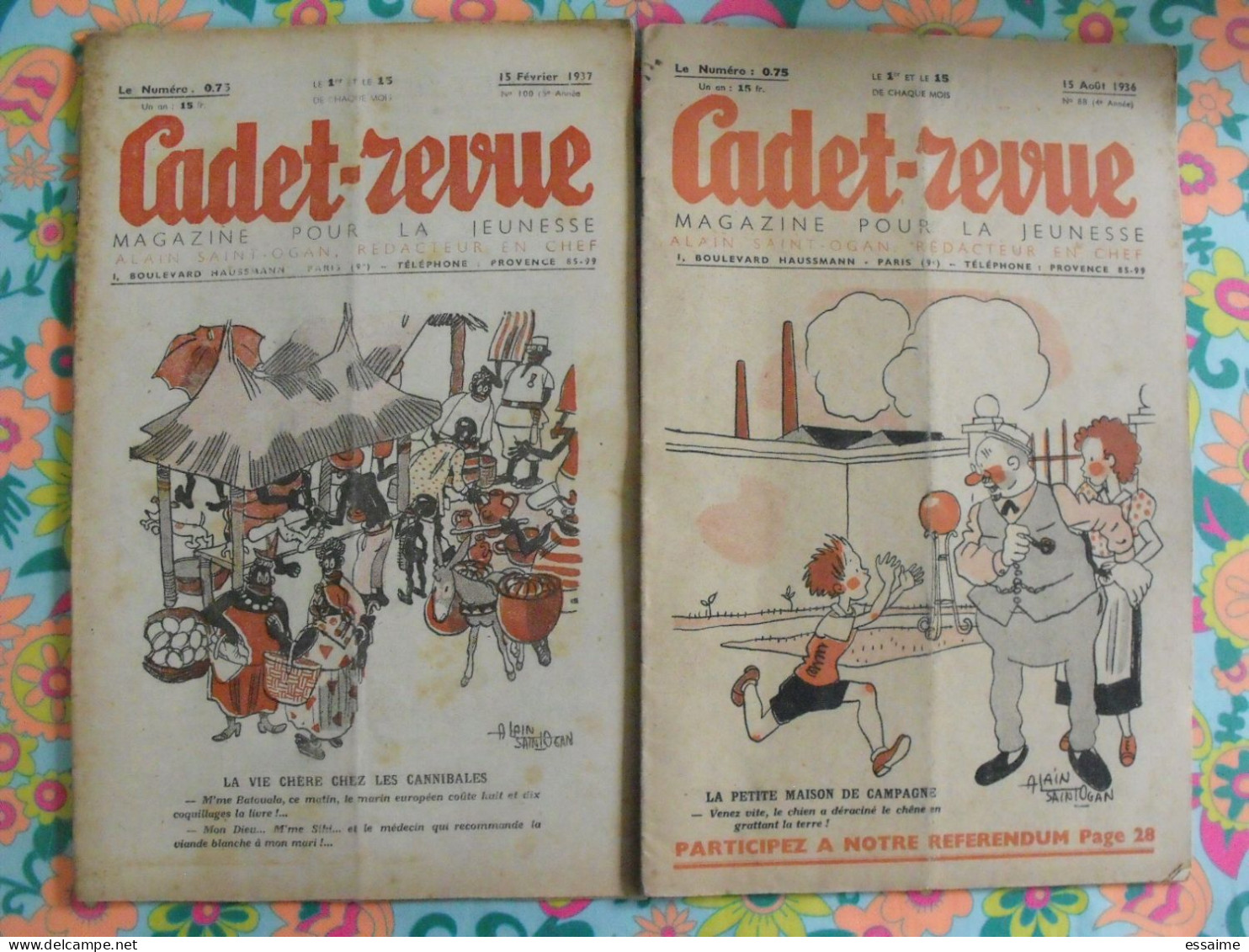 Lot De 10 Numéros De Cadet-Revue, Magazine Pour La Jeunesse. Alain Saint-Ogan 1936-1939. Mitou - Humor