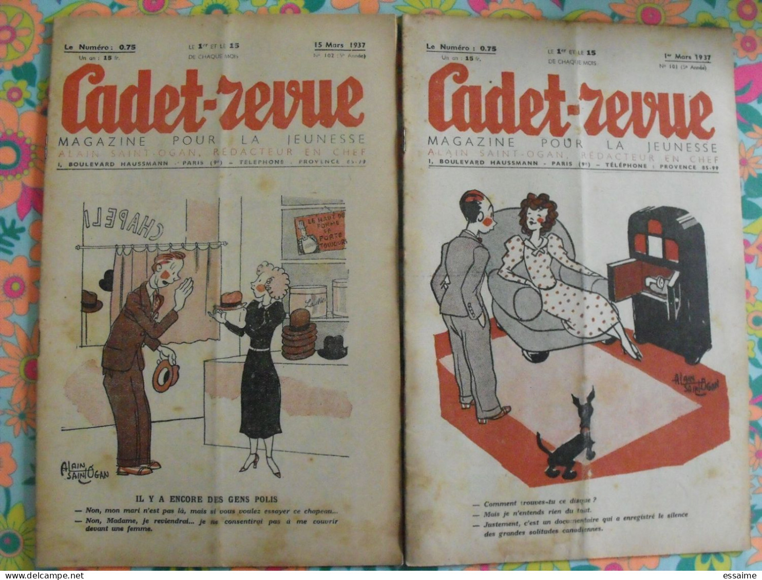 Lot De 10 Numéros De Cadet-Revue, Magazine Pour La Jeunesse. Alain Saint-Ogan 1936-1939. Mitou - Humour