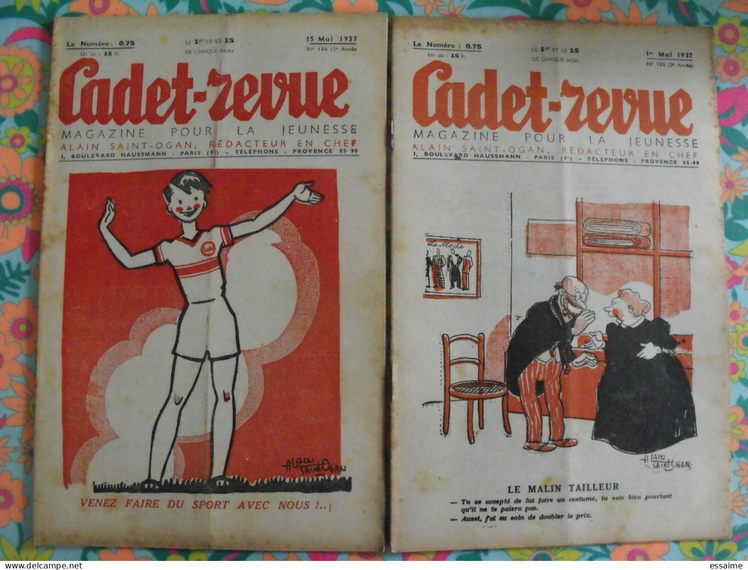 Lot De 10 Numéros De Cadet-Revue, Magazine Pour La Jeunesse. Alain Saint-Ogan 1936-1939. Mitou - Humor