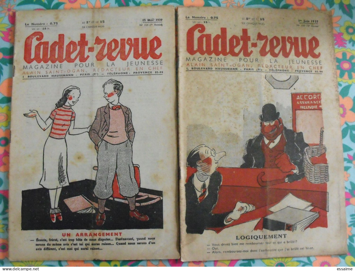 Lot De 10 Numéros De Cadet-Revue, Magazine Pour La Jeunesse. Alain Saint-Ogan 1936-1939. Mitou - Humor