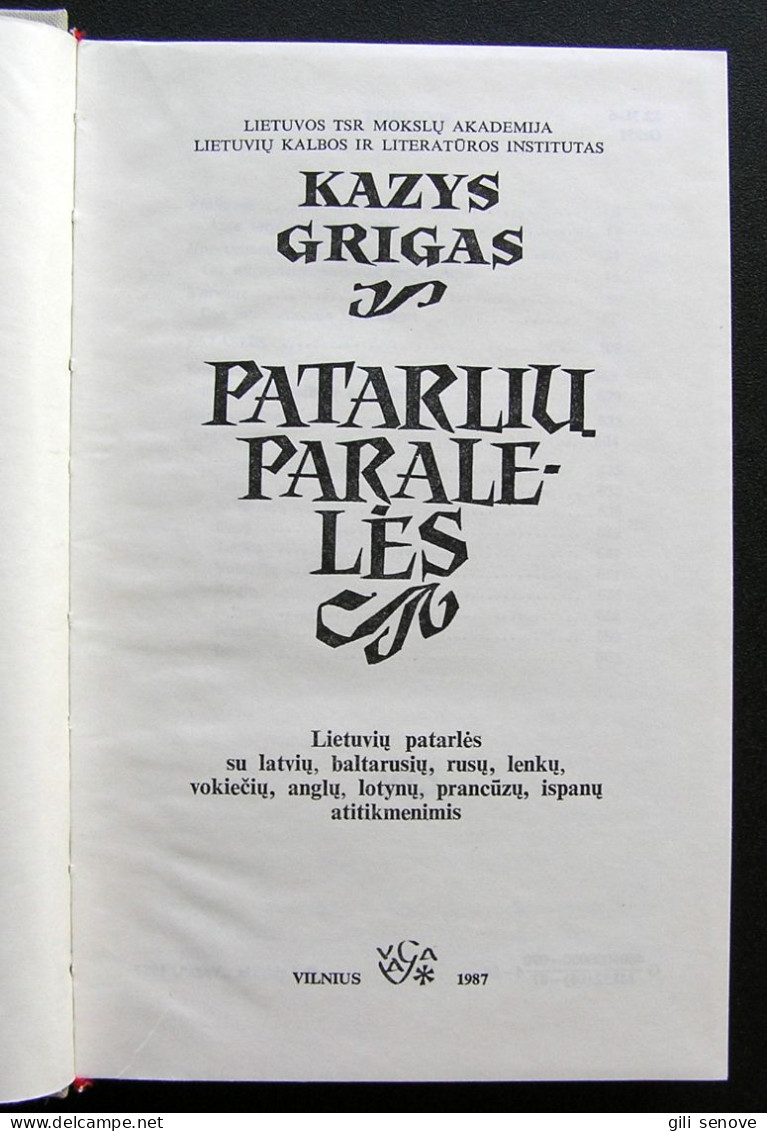 Lithuanian Book / Patarlių Patarlės 1987 - Cultura