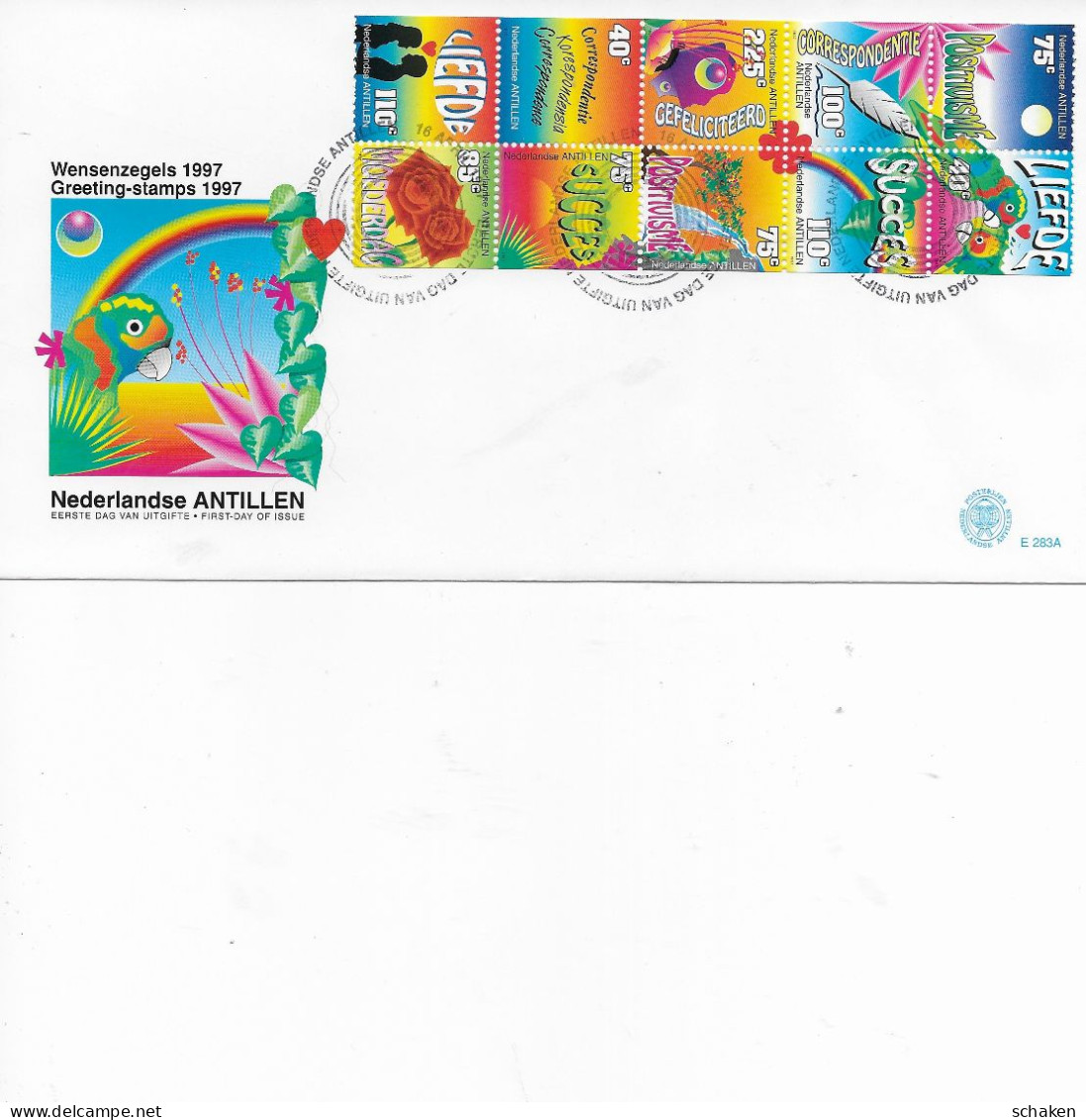 FDC 283A 1997 CV 18.00 Nederlandse Antillen Stamps From Stampbooklet PB7 - Antillen