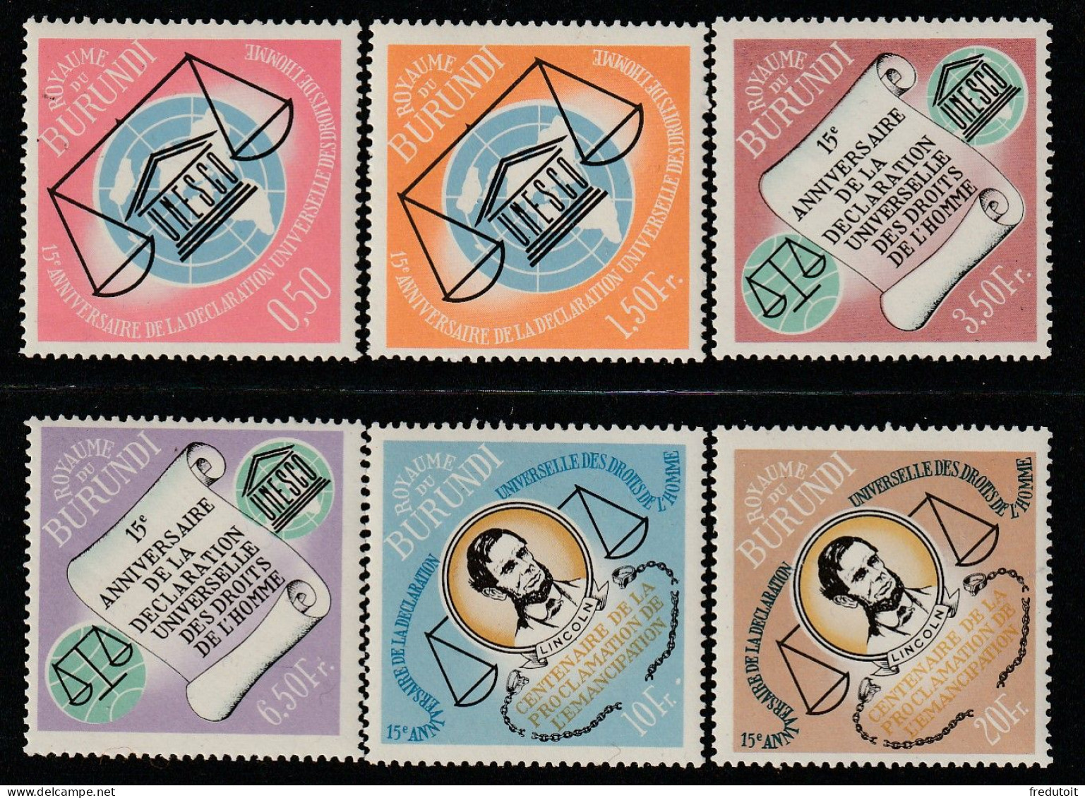 BURUNDI - N°69/74 ** (1963) Déclaration Des Droits De L'homme - Unused Stamps