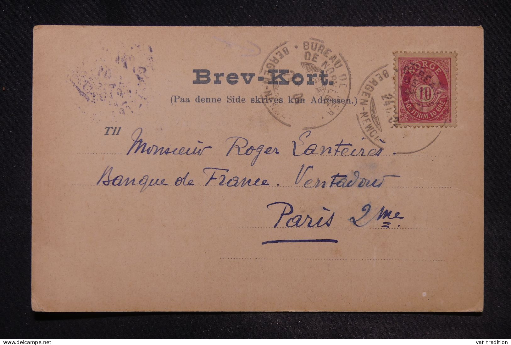 NORVEGE - Oblitération " Bureau De Mer De Norvège " Sur Carte Postale Pour La France En 1904 - L 147248 - Covers & Documents