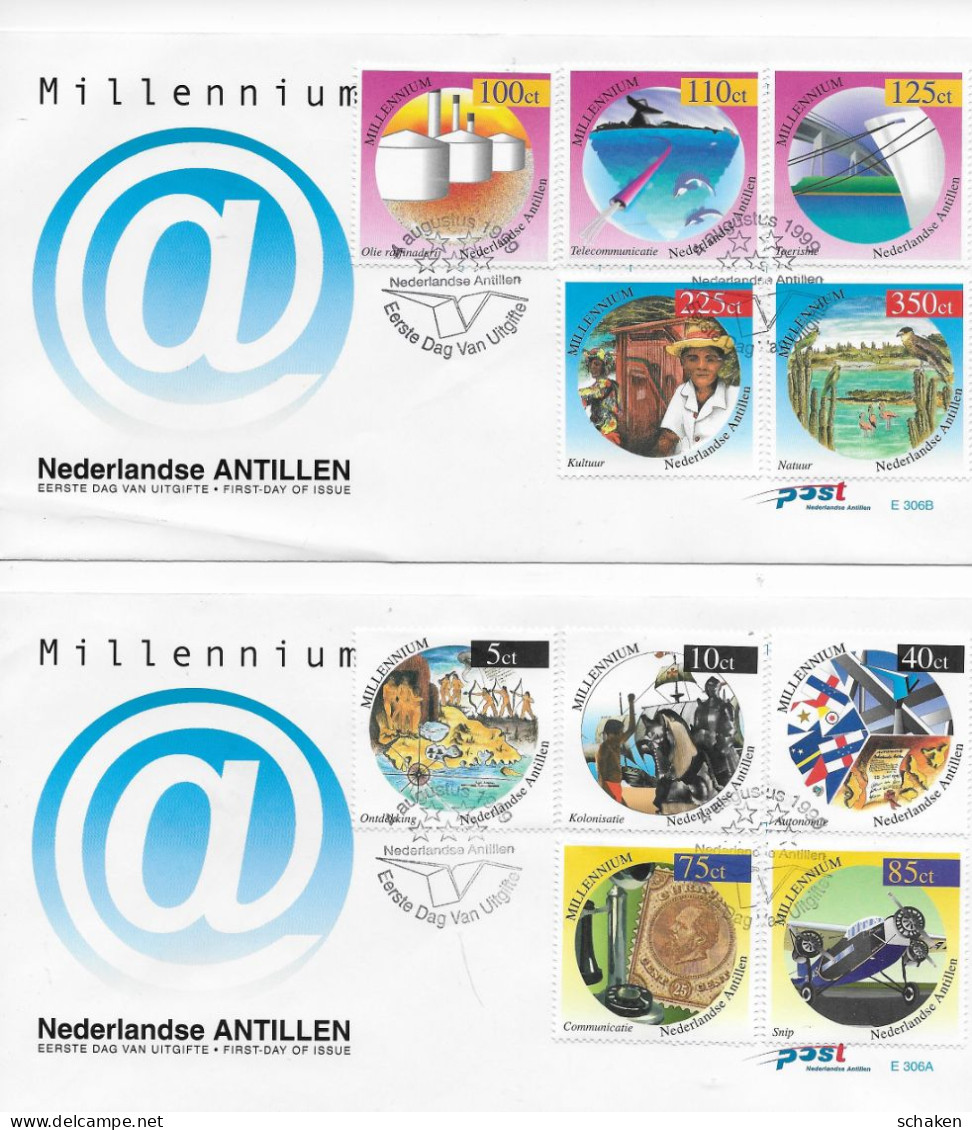 FDC 306A + 306B 1999 CV 20,00 Nederlandse Antillen Millennium - Antillen