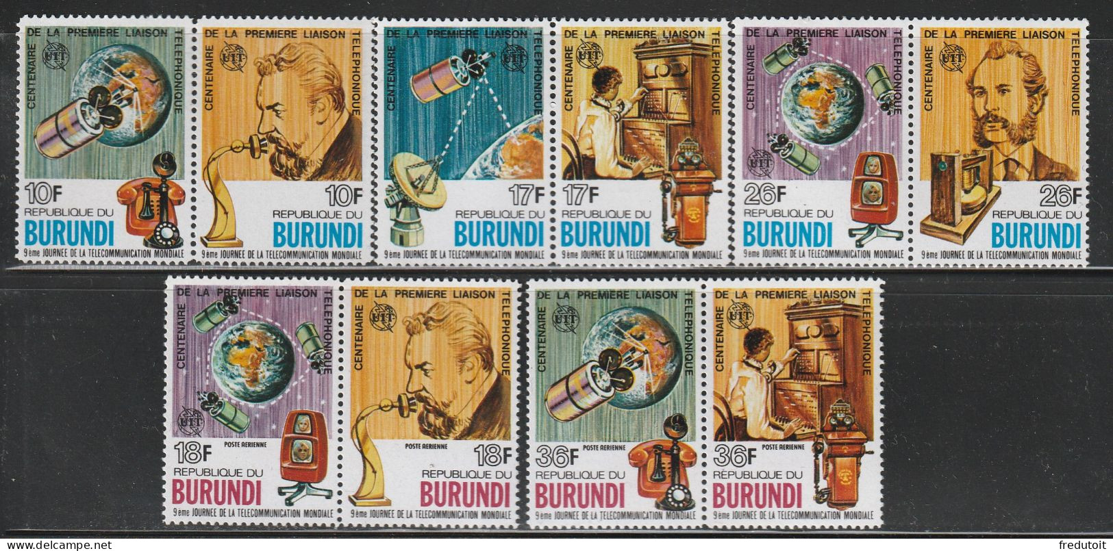 BURUNDI - N°703/8+PA N°441/4 ** (1977) Centenaire De La Première Liaison Téléphonique - Neufs