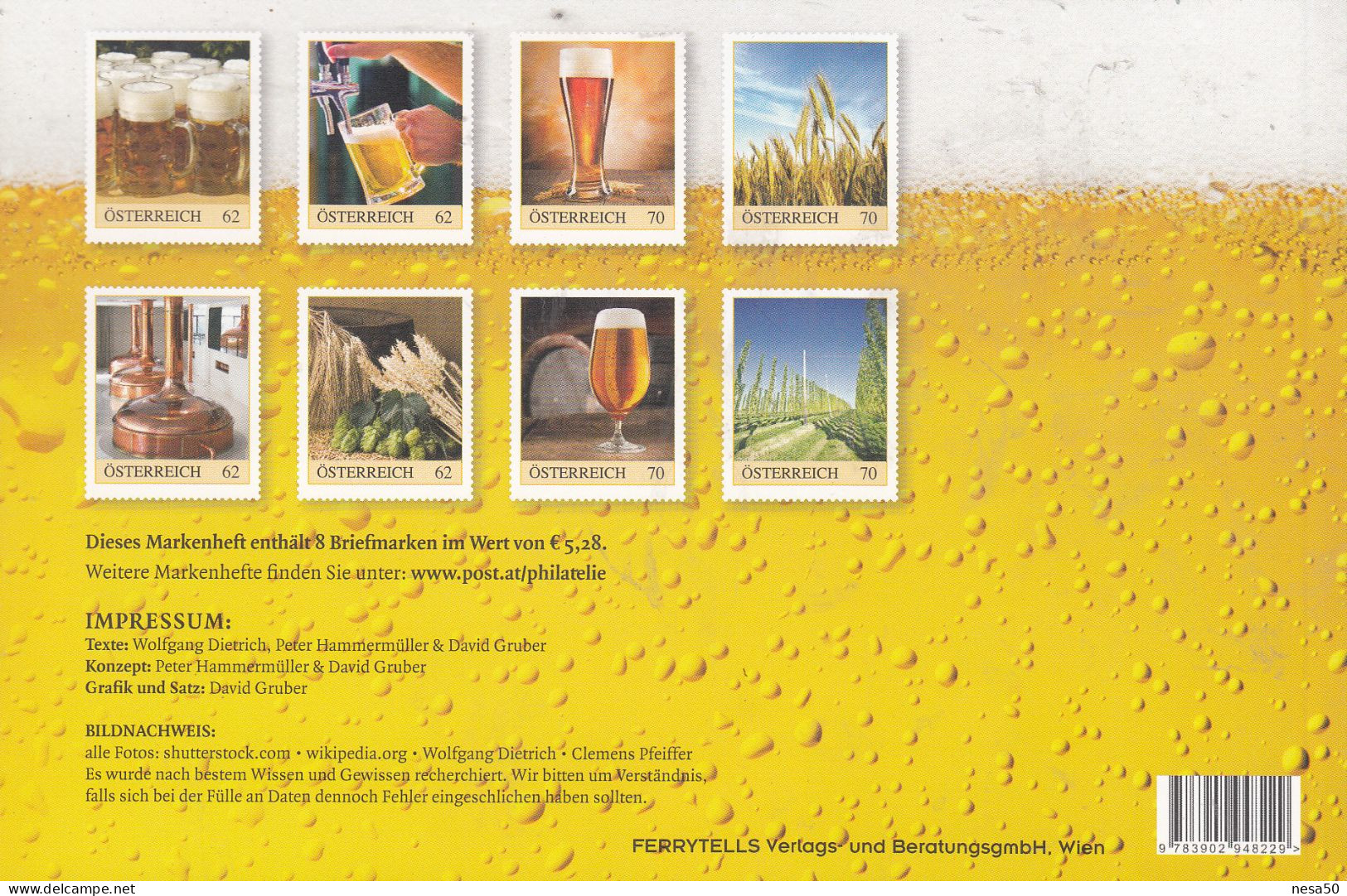 Oostenrijk Marken Heft, Personal Stamps, Thema: Bier , Woth 8 Personal Stamps - Markenheftchen