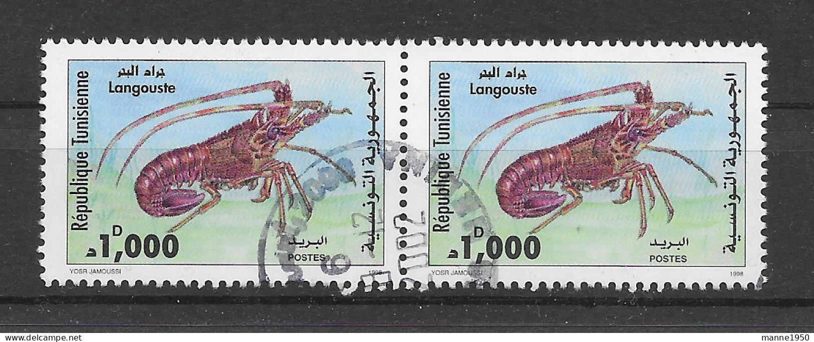 Tunesien 1998 Tiere Mi.Nr. 1400 Waagr. Paar Gestempelt - Tunisie (1956-...)