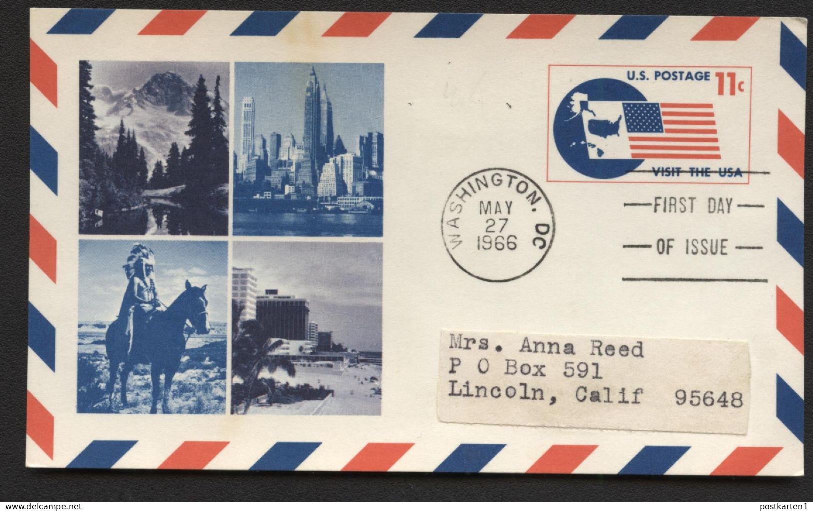 UXC5 Air Mail Postal Card FDC 1966 - 1961-80