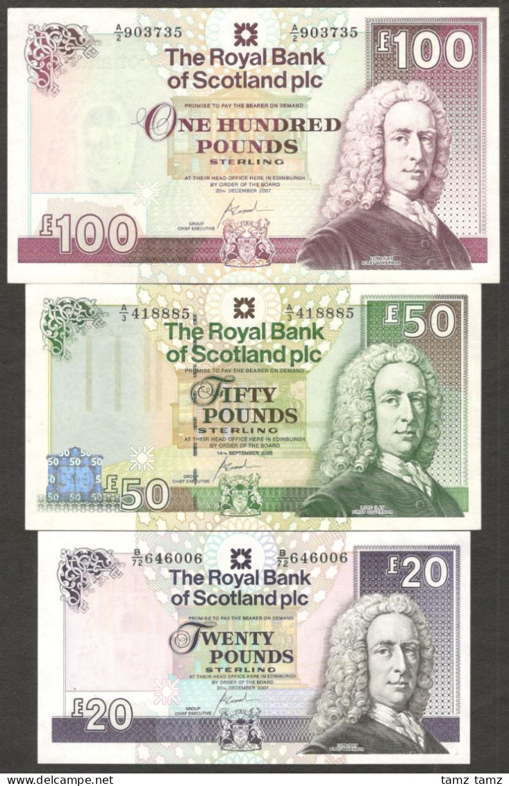 Full Set 6 Pcs Scotland 1 5 10 20 50 100 Pounds 2001 - 2007 High Grade Scarce - Verzamelingen