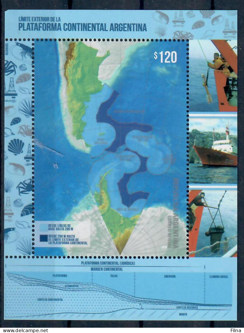 ARGENTINA 2018 ANTARTIDE PLATAFORMA CONTINENTAL ARGENTINA  FOGLIETTO  MNH/** - Neufs