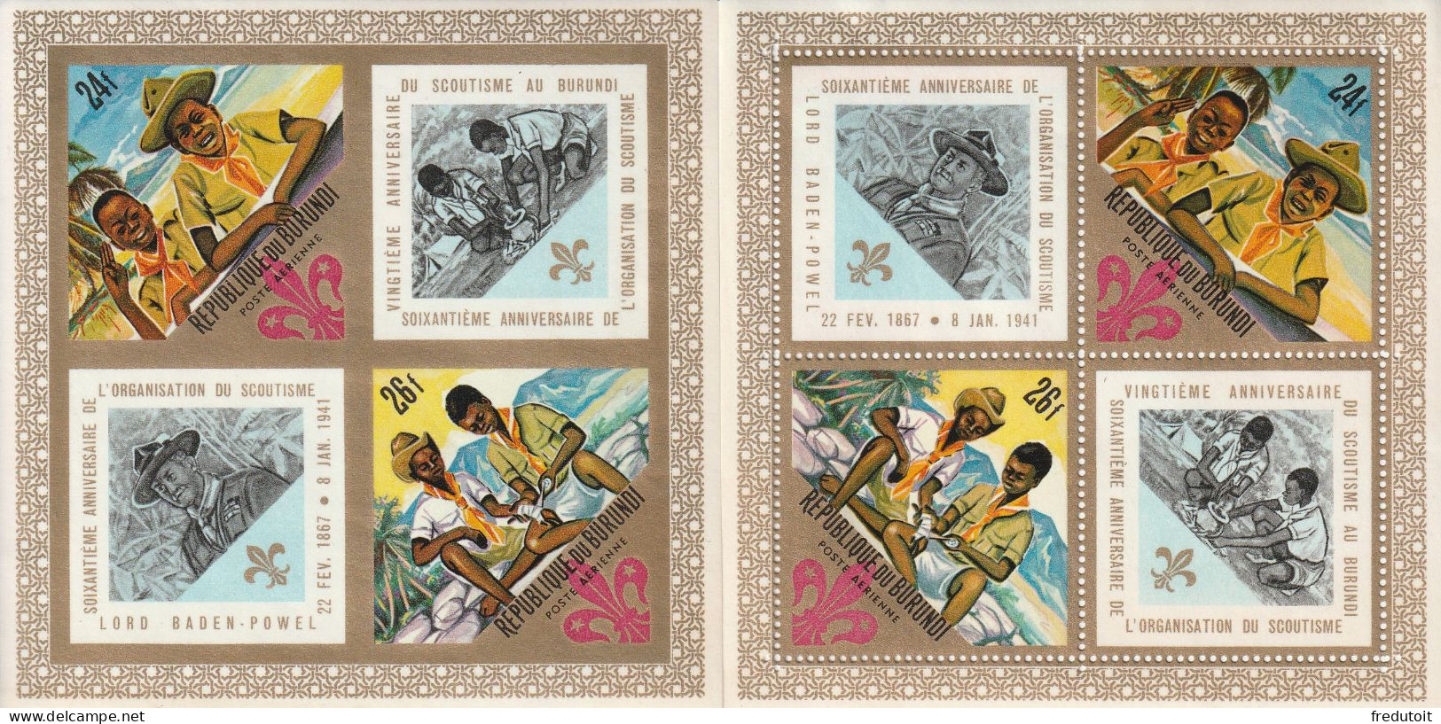 BURUNDI - 2 BLOCS N°22 ** (1967) Scoutisme - Blocks & Sheetlets