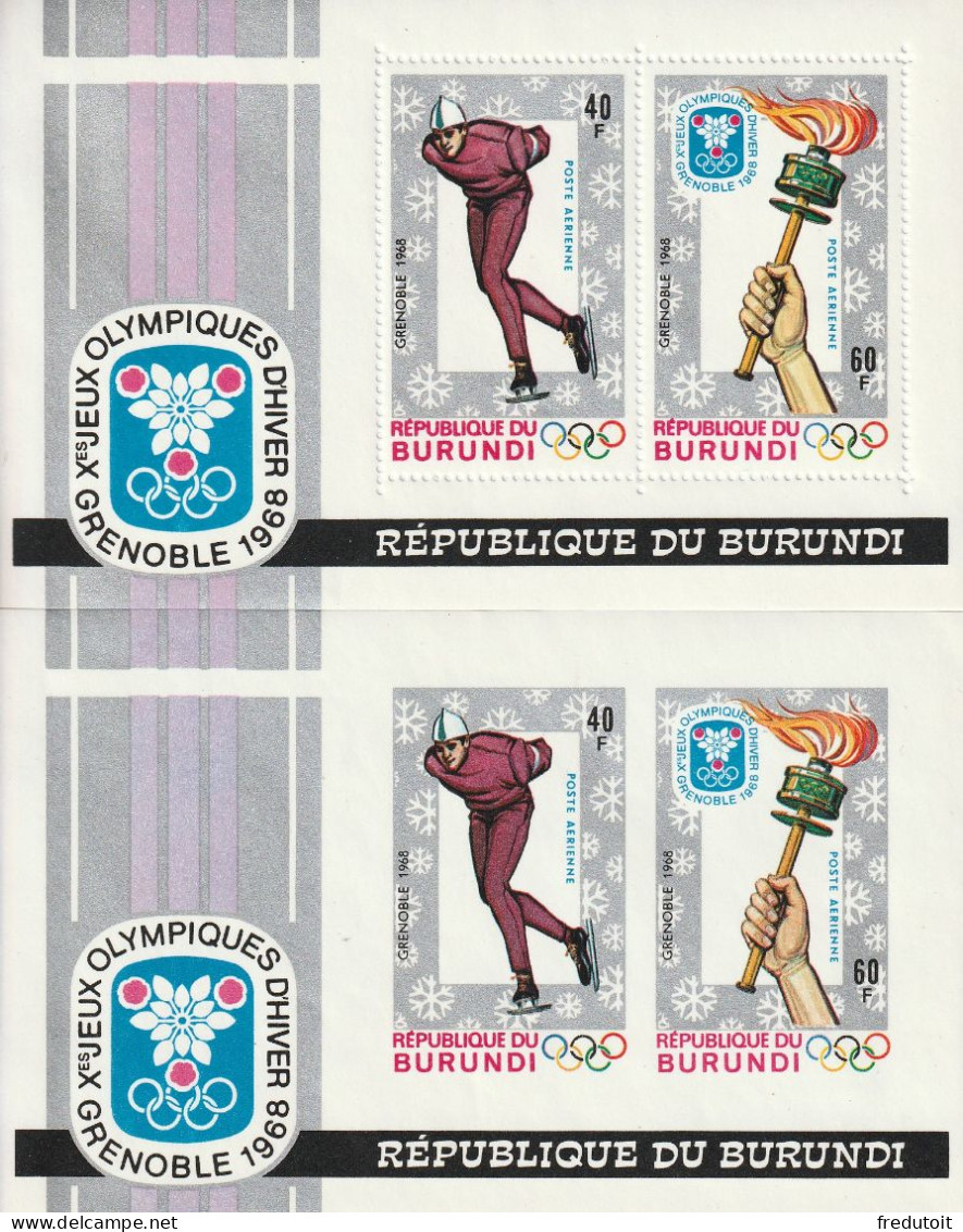 BURUNDI - 2 BLOCS N°23 ** (1968) J.O De Grenoble - Hojas Y Bloques