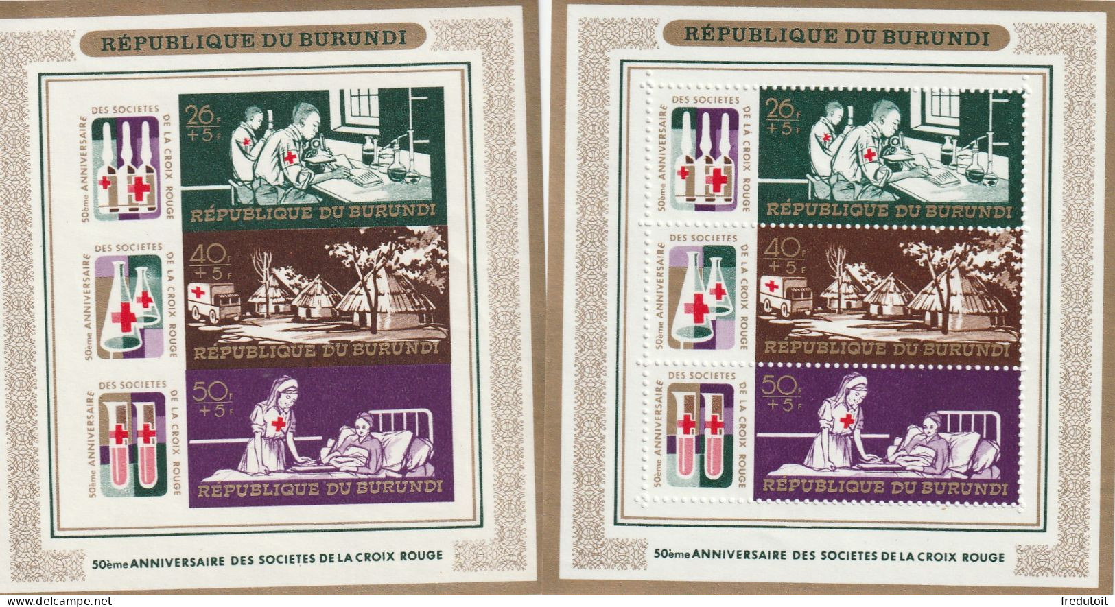 BURUNDI - 2 BLOCS N°30 ** (1969) Croix Rouge - Blocks & Kleinbögen